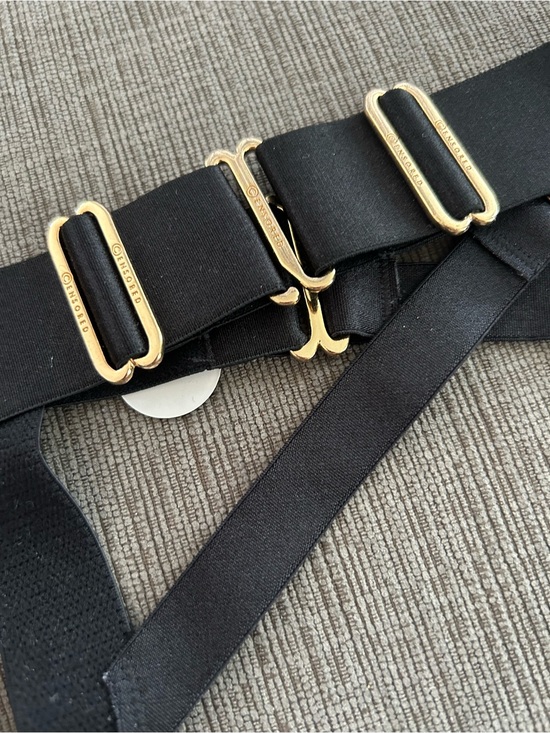 Censored New Yorker Strappy Leg Garter Belt Harness Black Gold XS NWT main image 6